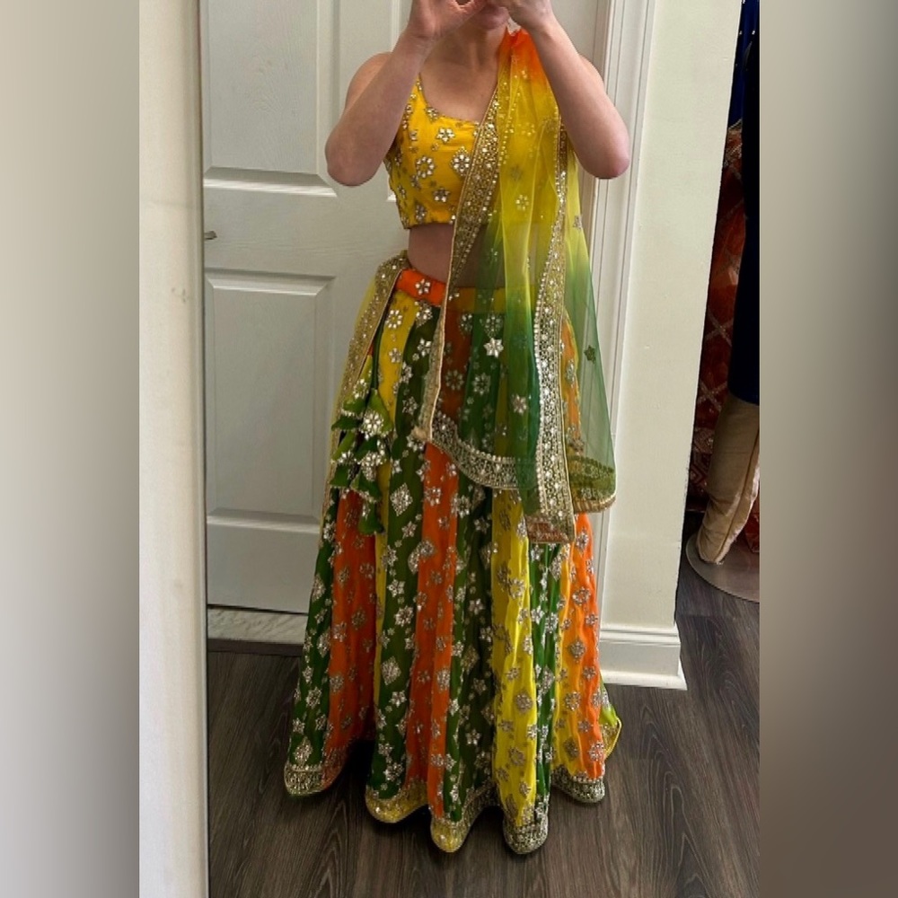 Lehenga- Yellow/Green/Orange